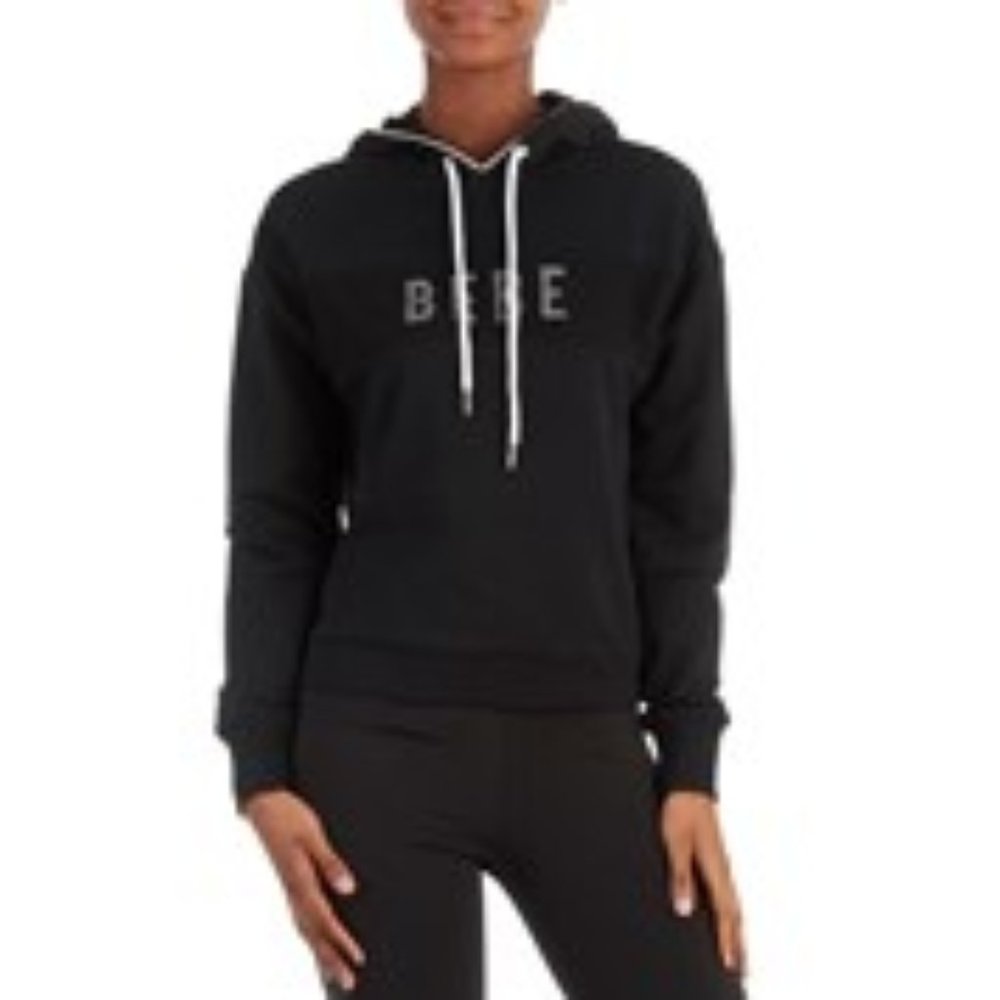BEBE Mesh Inset Logo Active Hoodie